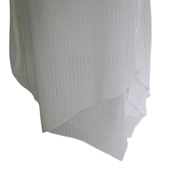 Must Semi-Sheer White Sleeveless Top with Asymmetrical  Hem S - Picture 3 of 6